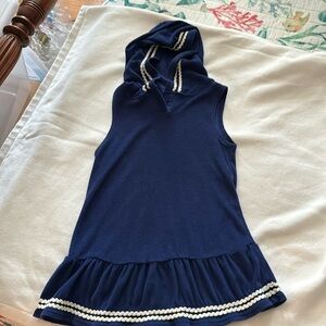 Girls Navy Blue Terry Beach Cover up